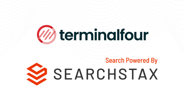 Terminalfour and SearchStax logos for the press release announcement of their strategic partnership