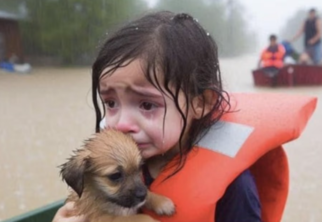 False AI image of child with dog stranded in flood that went viral during Hurricane Helene